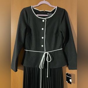 Maison Tara size 8 One Piece Jacket and Skirt Belted Pleated Dress